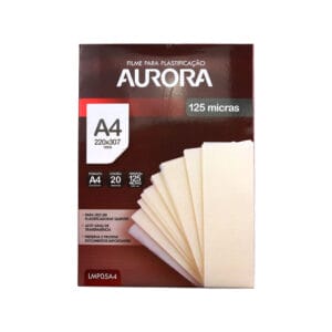 Plástico para Plastificação Aurora A4 125 Micras – 20 folhas