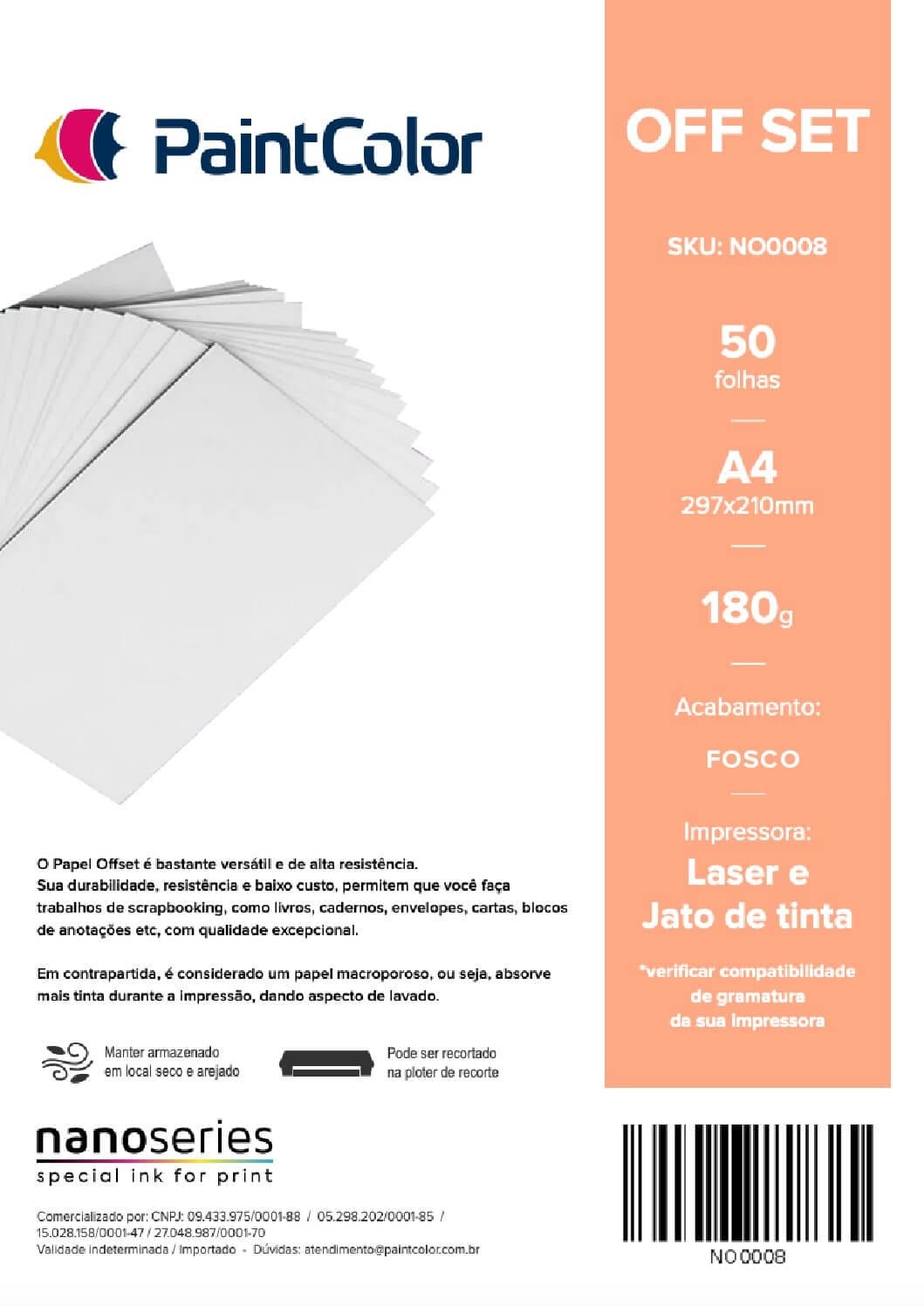 Off Set 180g A4 - 50 Folhas