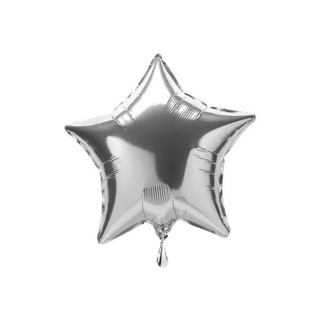 Balão de Número Pequeno Metalizado Prata Holográfico 40cm