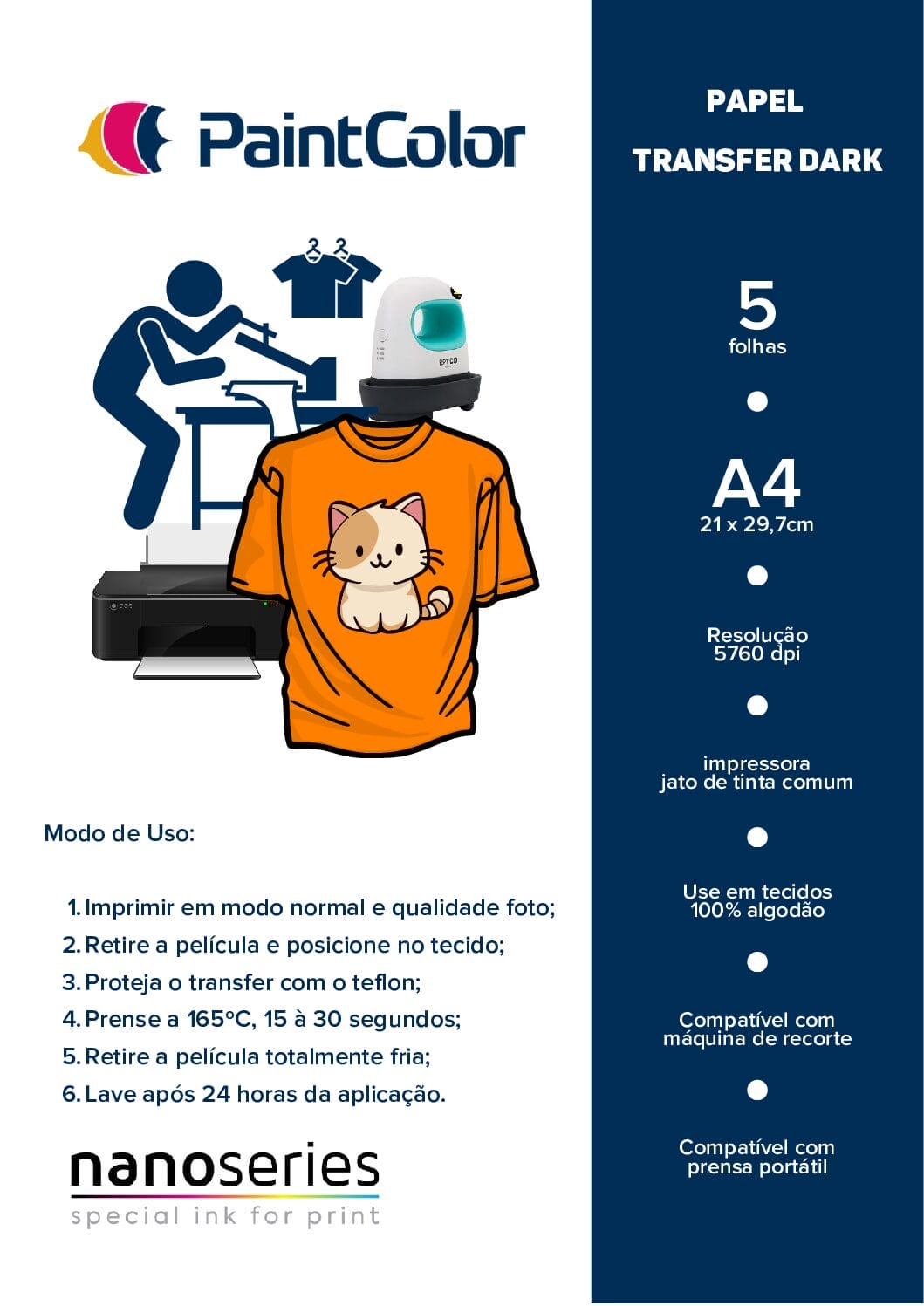 Papel Transfer Dark 5un