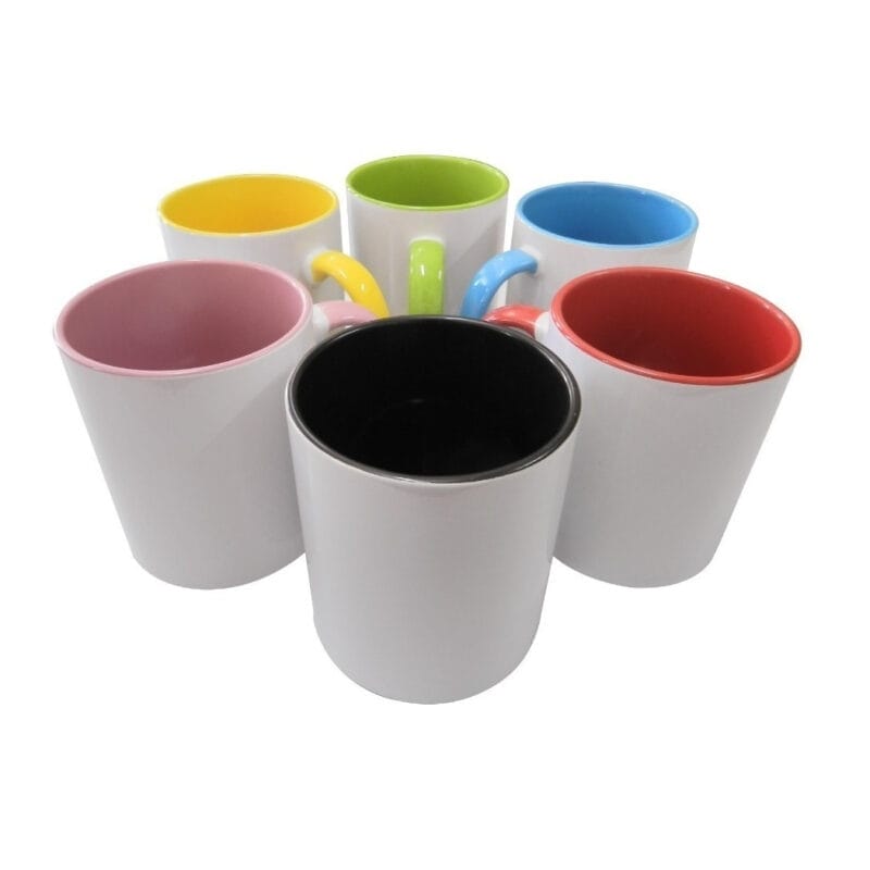 Caneca de Porcelana para Sublimação com Interior e Alça Colorida 325ml - 4Un - Image 2