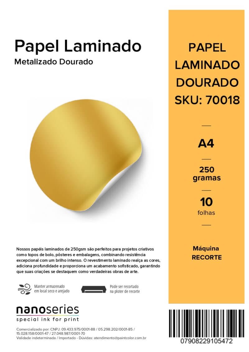 Papel Laminado Metalizado A4 250G 10 Folhas
