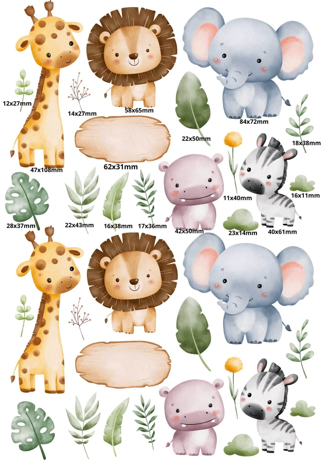 Transfer DTF Têxtil - Tema Safari 20x30cm