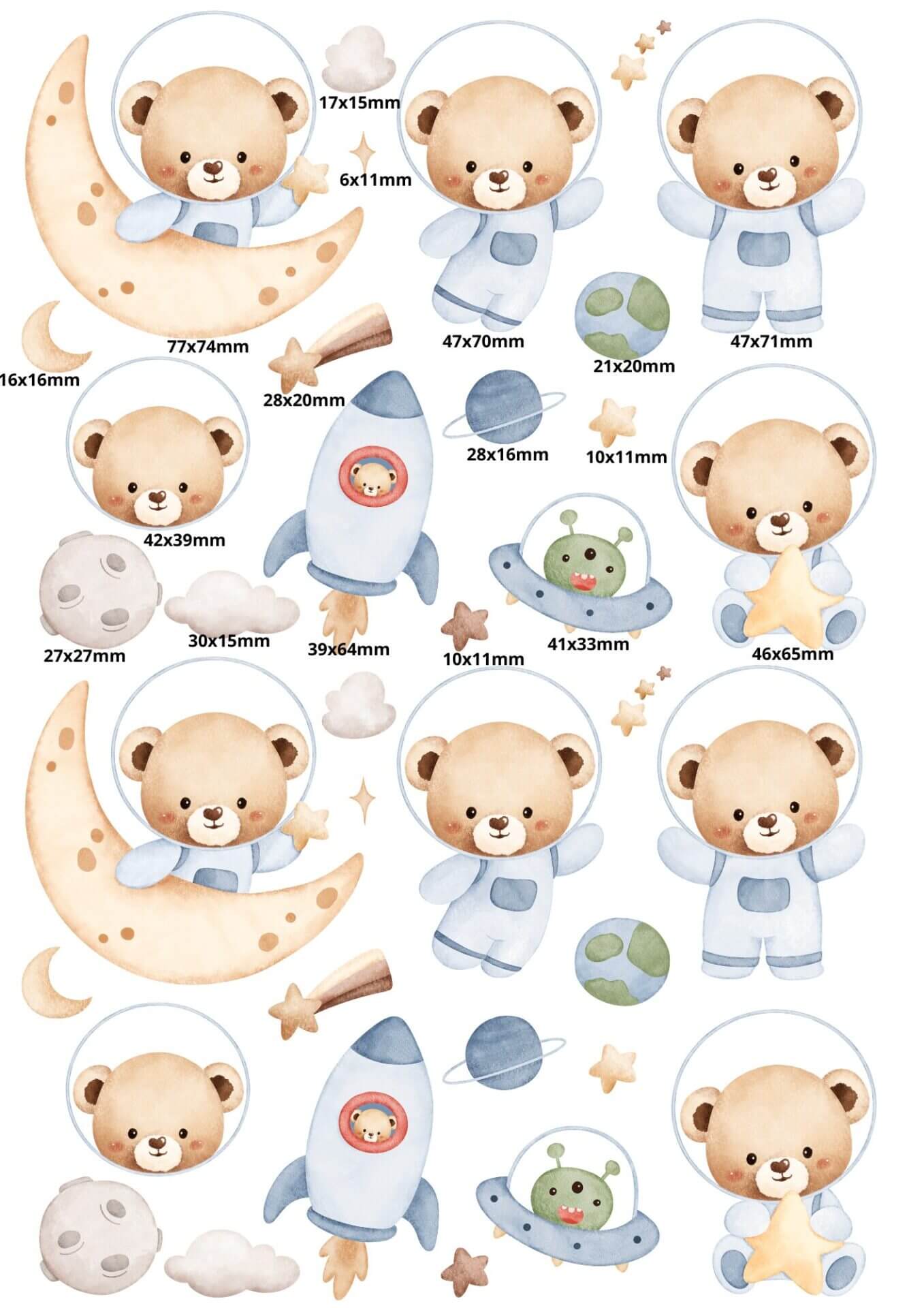 Transfer DTF Têxtil - Tema Ursinho 20x30cm