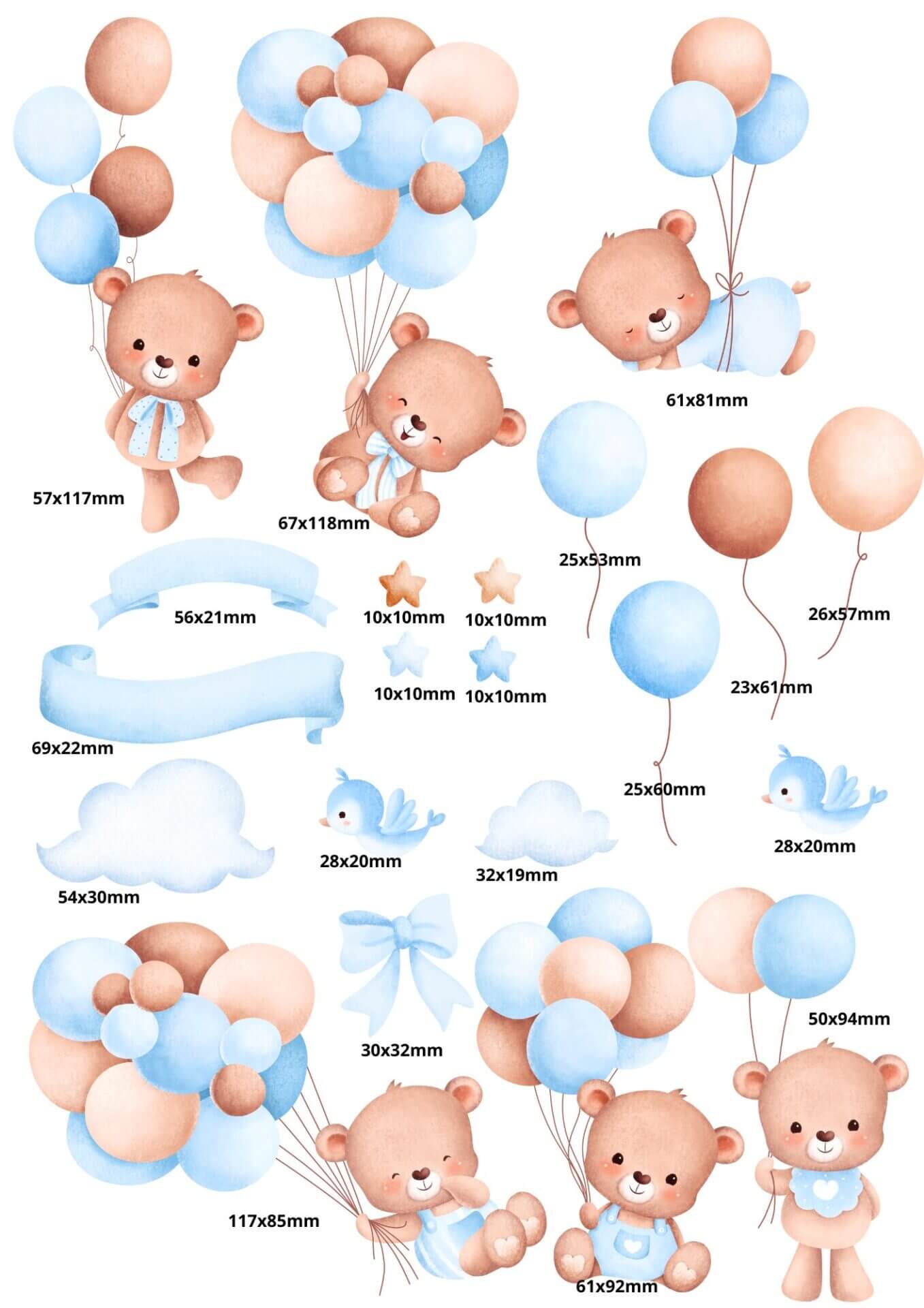 Transfer DTF Têxtil - Tema Ursinho 20x30cm - Imagem 2