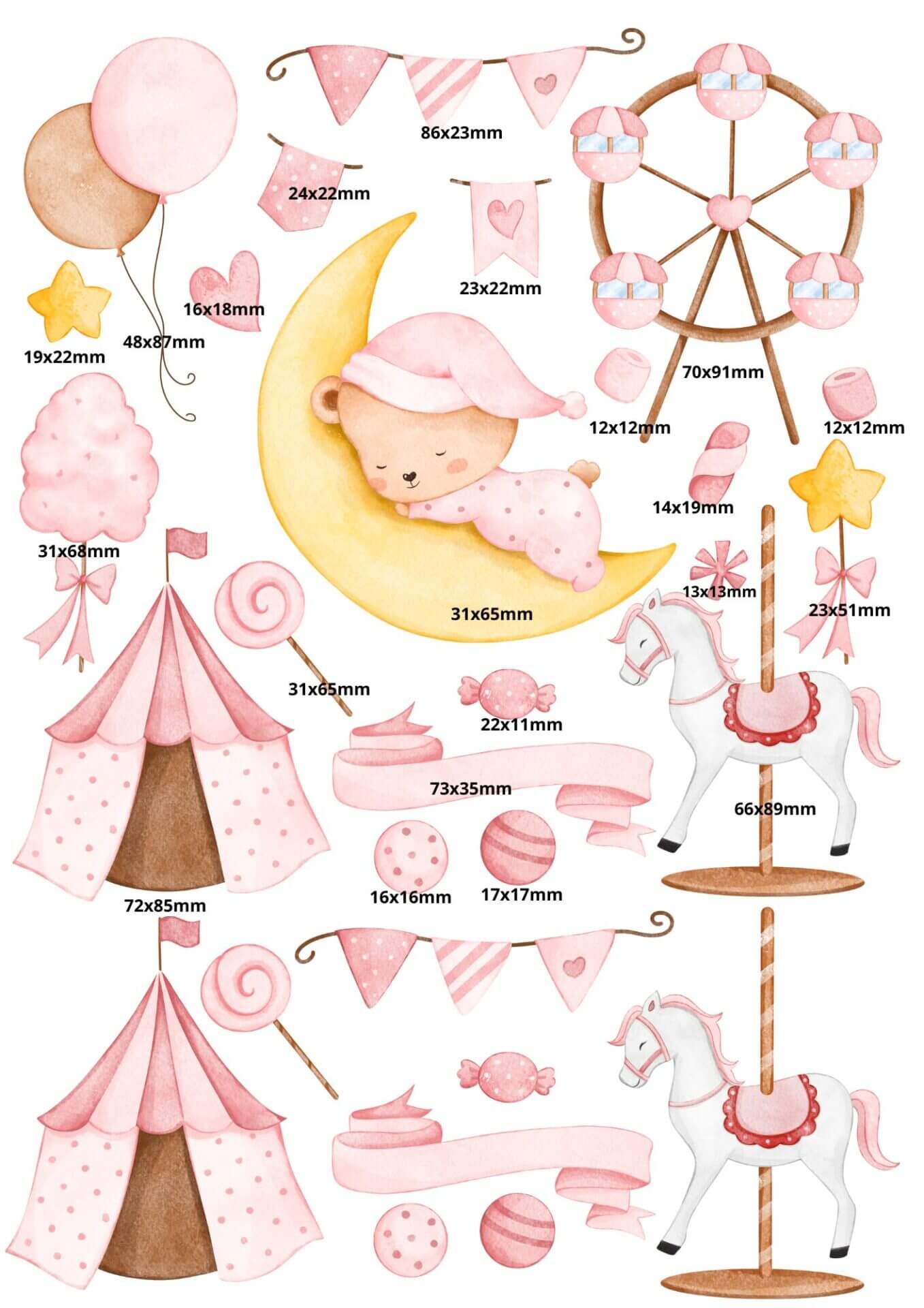 Transfer DTF Têxtil - Tema Ursinho 20x30cm - Imagem 3