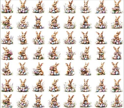 FERRO DE PASSAR Transfer Têxtil - Camisetas Tecidos Coelhos saquinho de pascoa Algodão Crú Porta Jóias TNT - Imagem 2