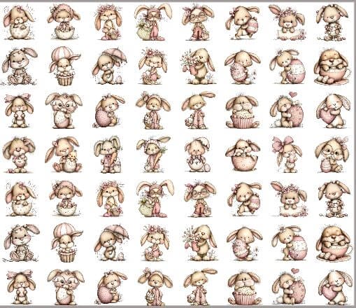 FERRO DE PASSAR Transfer Têxtil - Camisetas Tecidos Coelhos saquinho de pascoa Algodão Crú Porta Jóias TNT - Imagem 4