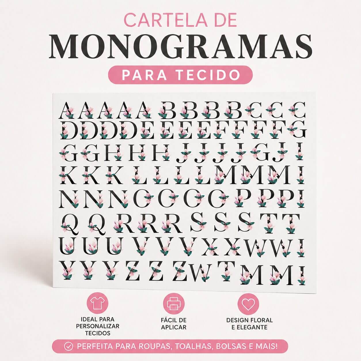 DTF Têxtil Monograma, Emblema, Letra, Alfabeto, Patch Termocolante, Letras, Imagens – Alfabeto - Imagem 5