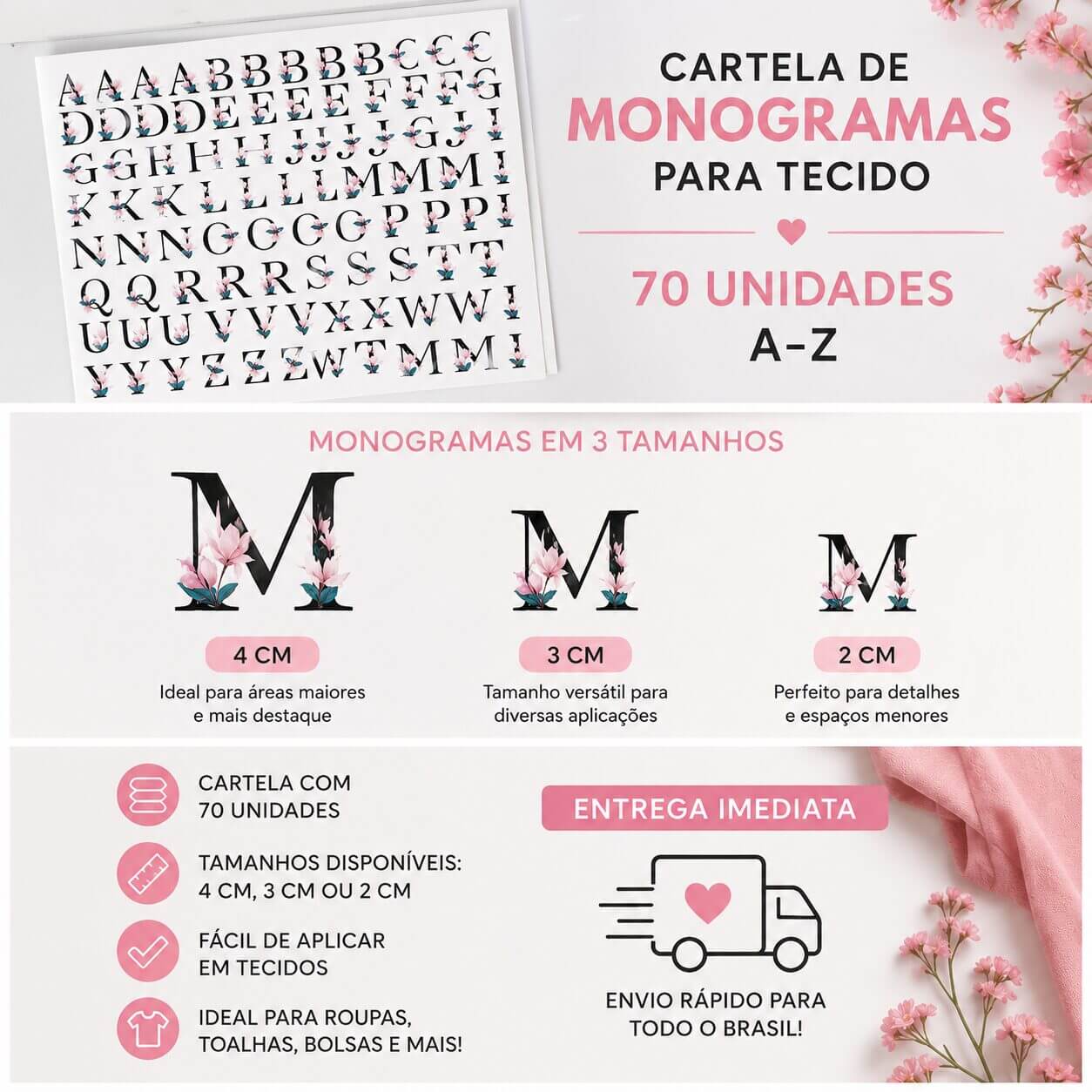 DTF Têxtil Monograma, Emblema, Letra, Alfabeto, Patch Termocolante, Letras, Imagens – Alfabeto - Imagem 3