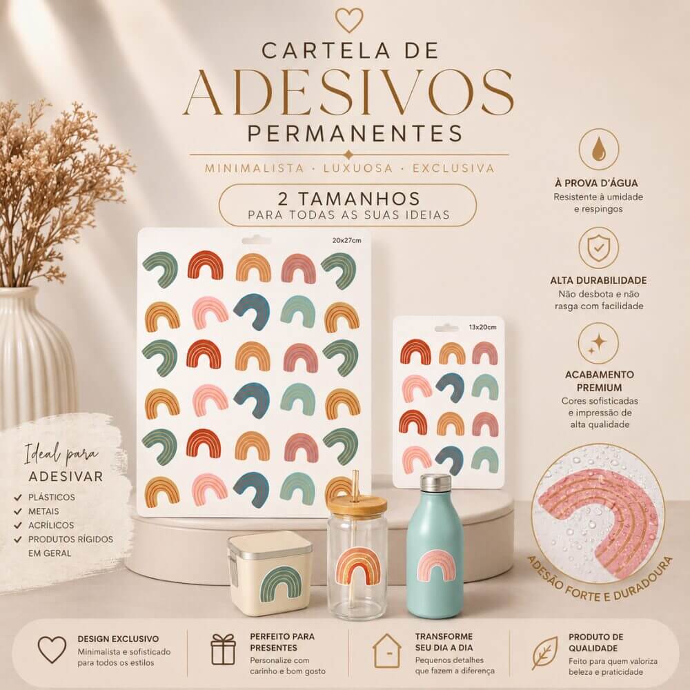 Adesivo Permanente Arco-íris para decoração de louças, porcelana, MDF, acrílicos, plásticos, canecas, potes - Imagem 2